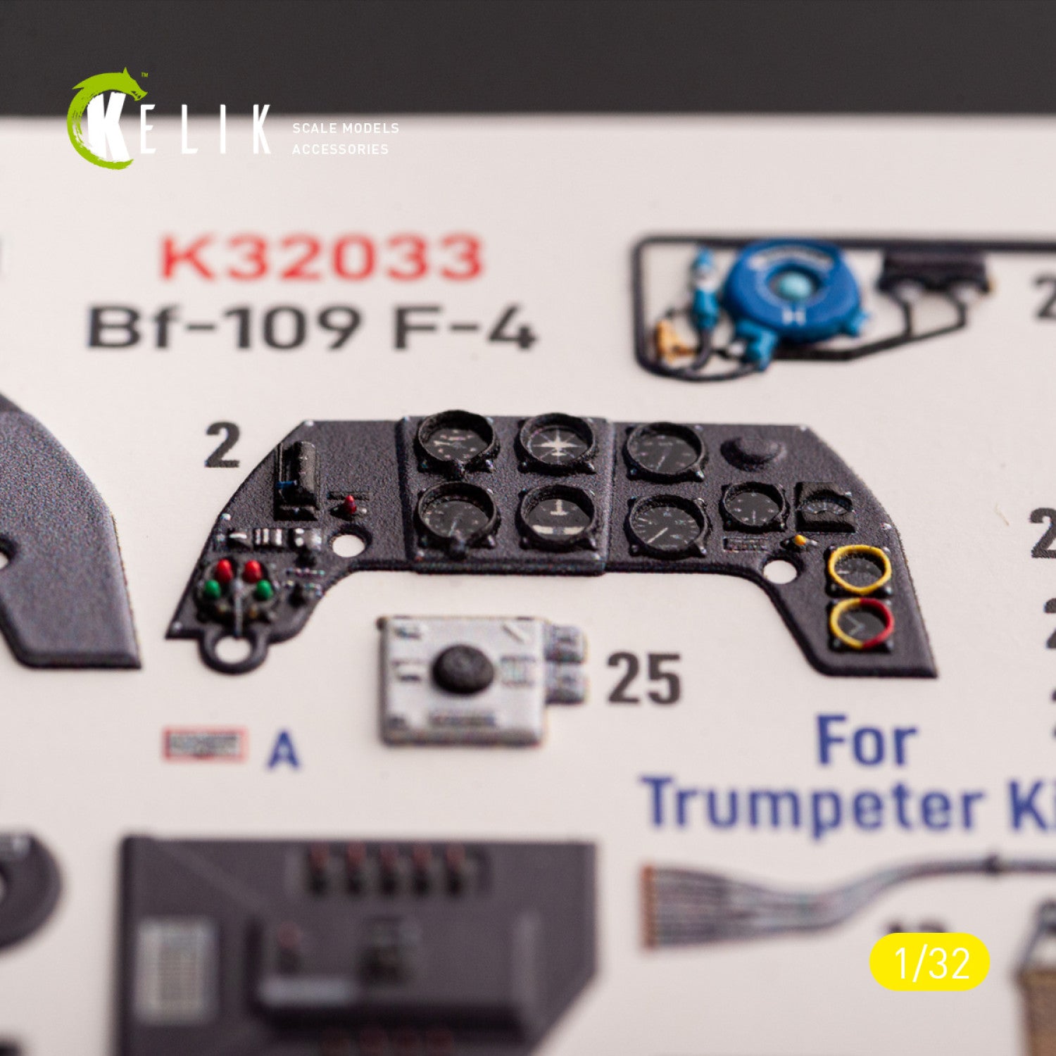KELIK K32033 BF-109 F-4 - Interior 3D Decals For Trumpeter Kit 1/32