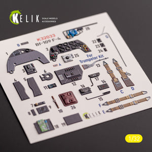 KELIK K32033 BF-109 F-4 - Interior 3D Decals For Trumpeter Kit 1/32 – zdjęcie 3