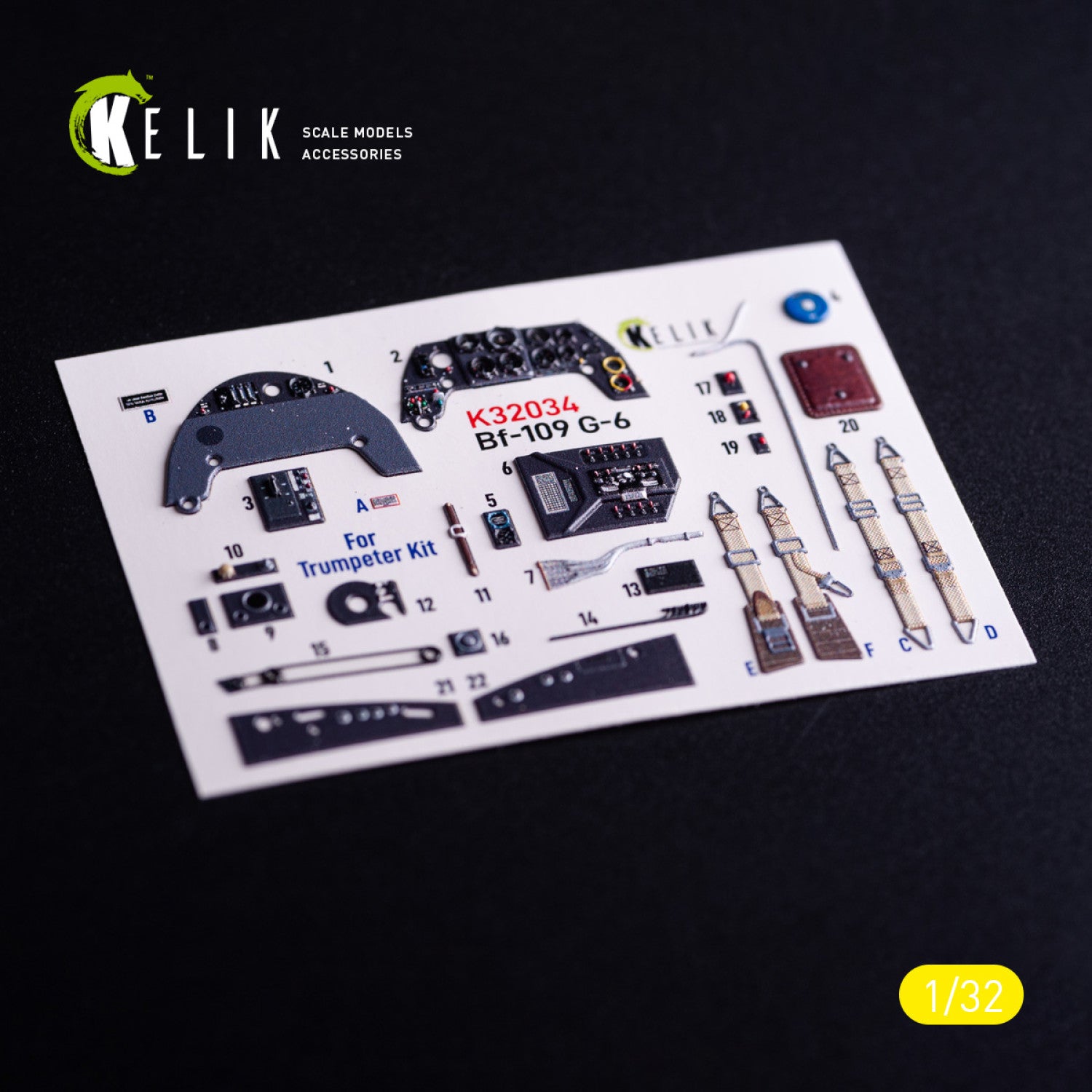 KELIK K32034 Messerschmitt Bf-109 G-6 - Interior 3D Decals (for Trumpeter Kits) 1/32