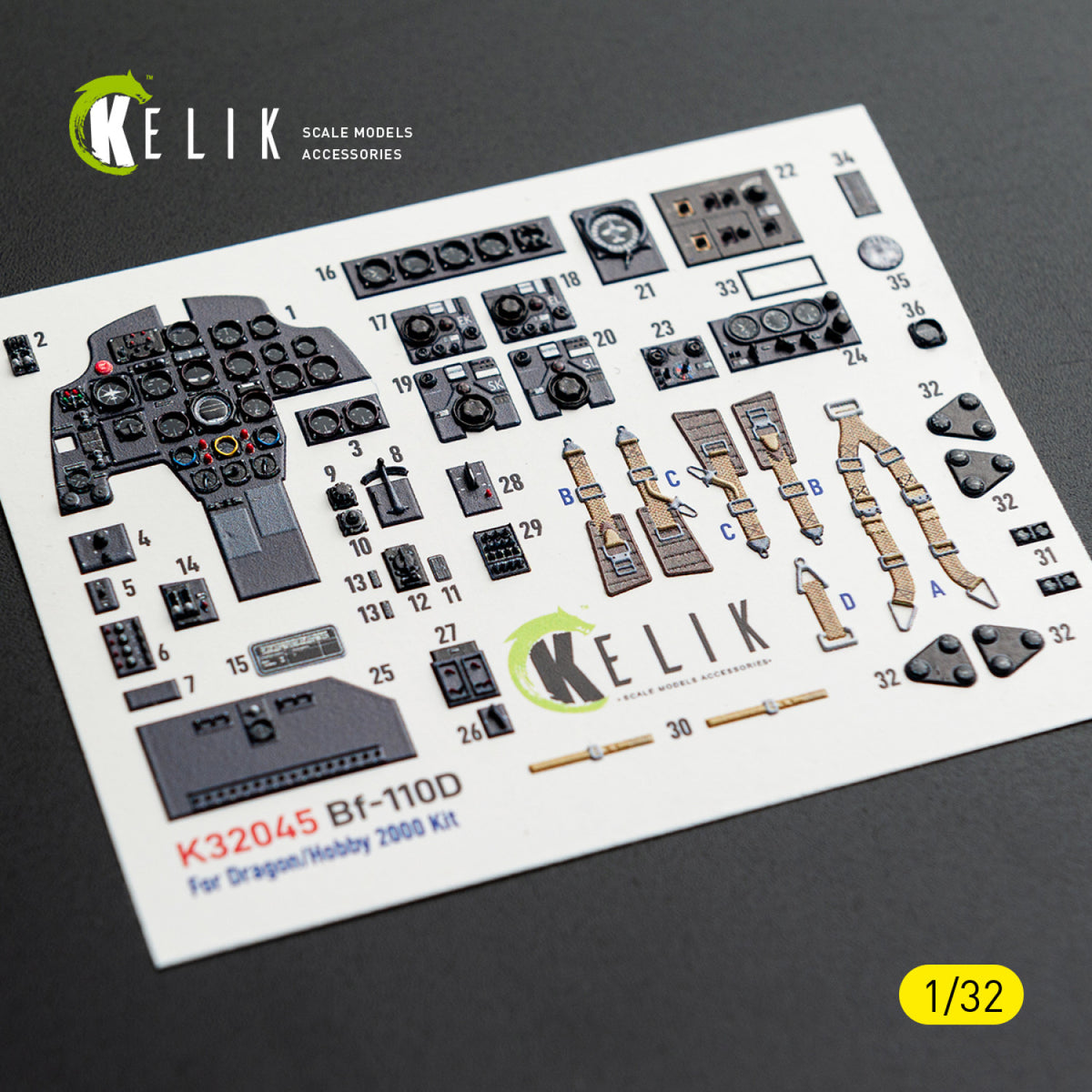 KELIK K32045 Messerschmitt Bf-110 D - Interior 3D Decals (for Dragon / Hobby 2000 Kits) 1/32 – Bild 3