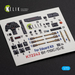 KELIK K72242 Messerschmitt Bf-110 C / D / E - Interior 3D Decals (for Eduard Kits) 1/72 – image 3