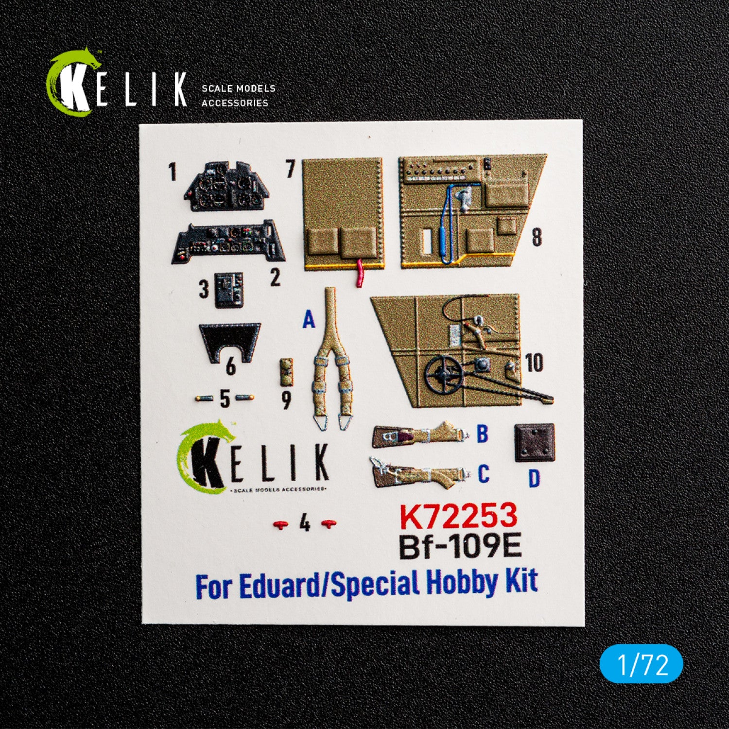KELIK K72253 Messerschmitt Bf-109 G-2 / G-4 - Interior 3D Decals (for Special Hobby / Eduard Kits) 1/72