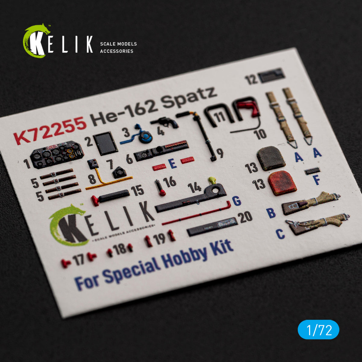 KELIK K72255 Heinkel He-162 Spatz - Interior 3D Decals (for Special Hobby Kits) 1/72 – zdjęcie 4