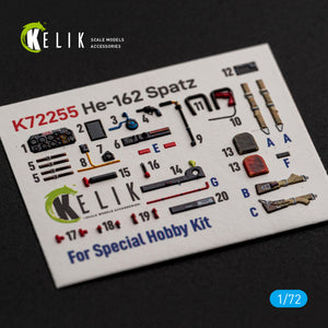 KELIK K72255 Heinkel He-162 Spatz - Interior 3D Decals (for Special Hobby Kits) 1/72 – zdjęcie 4