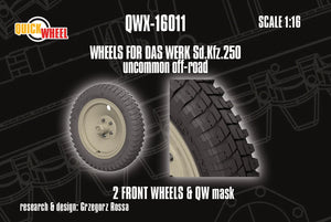 Quick Wheel QWX-16011 Sd.Kfz. 250 Uncommon Off-Road 2 Front Wheels (for Das Werk Kits) 1/16