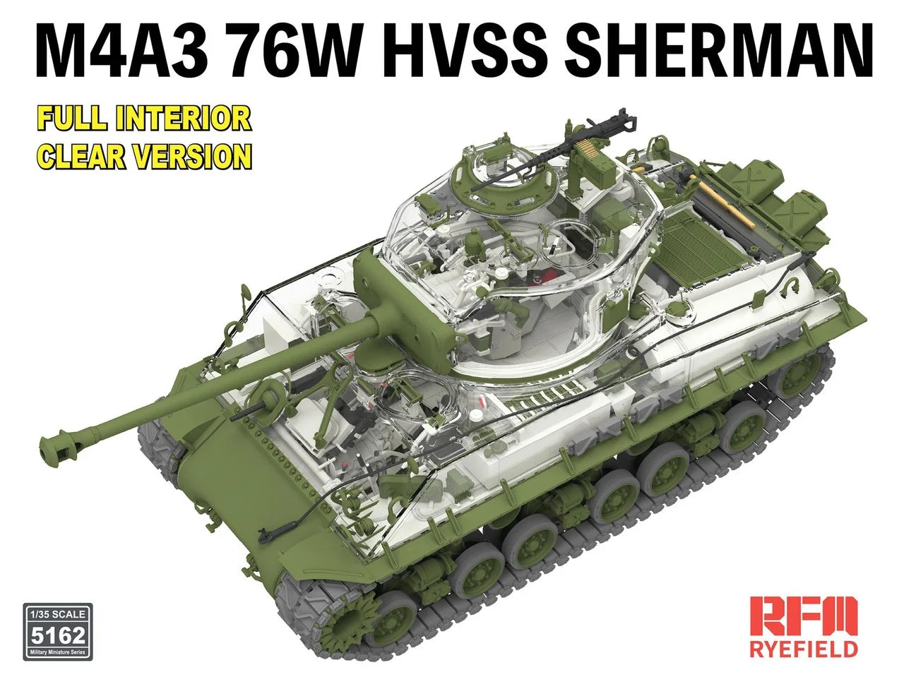 Rye Field Model 5162 M4A3 76W HVSS Sherman Full Interior / Clear Version 1/35 – immagine 5