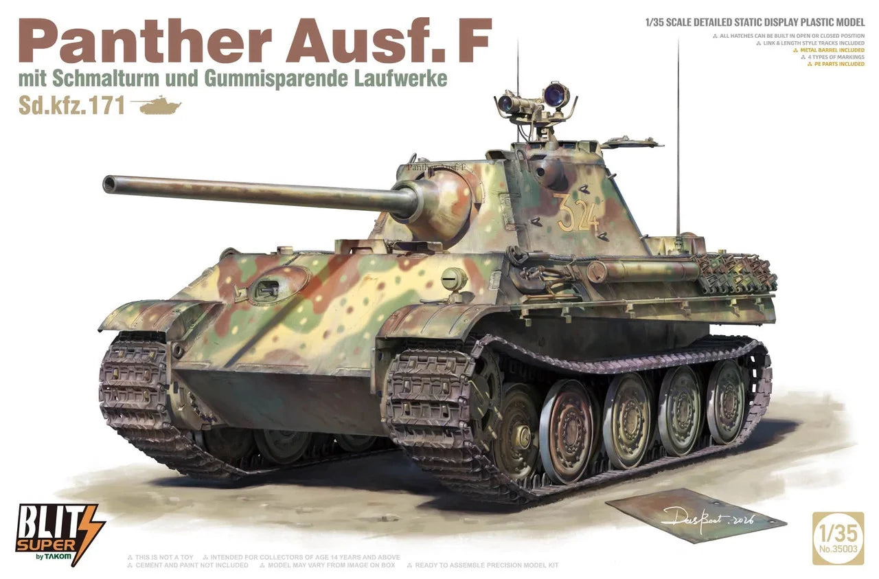 Takom 35003 Panther Ausf. F mit Schmalturm und Gummisparende Laufwerke Sd.kfz. 171 1/35