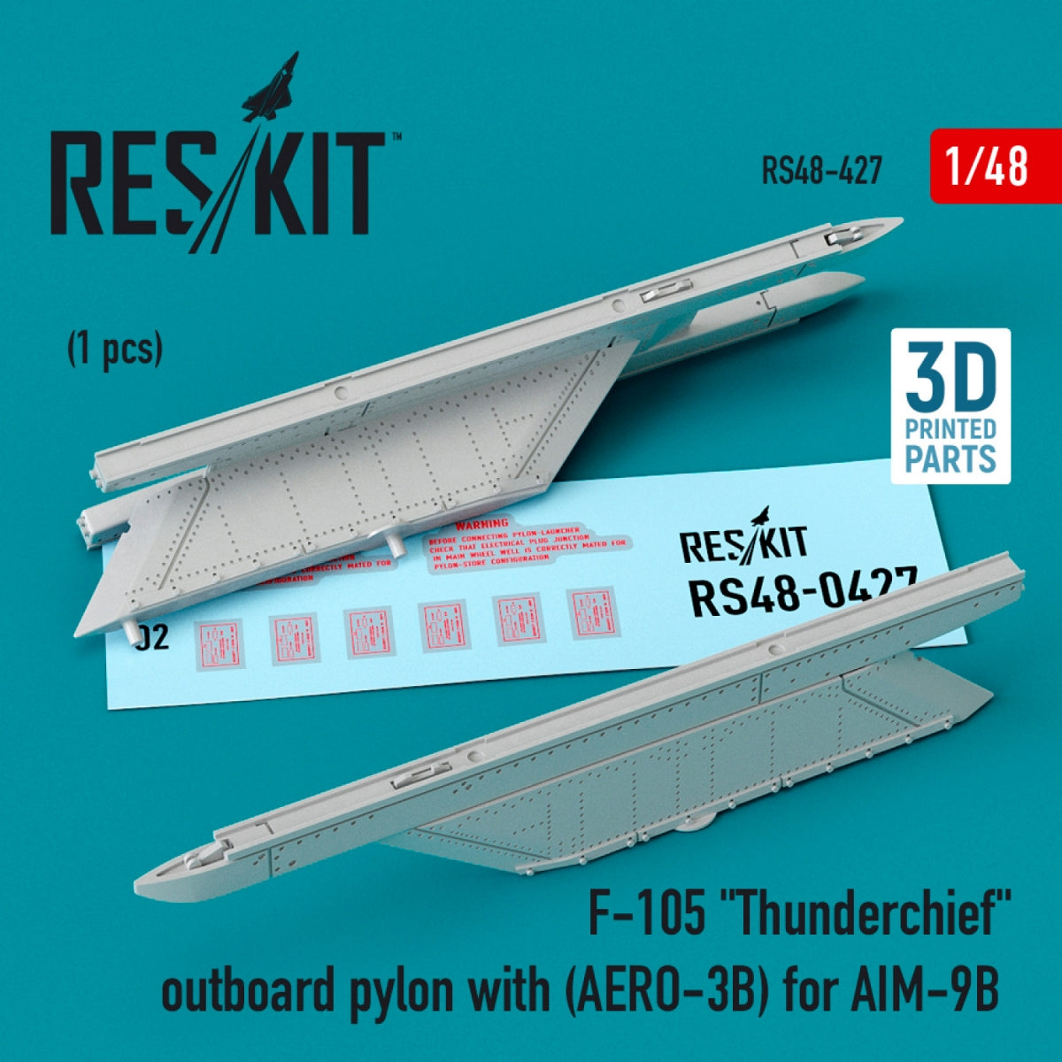 RESKIT RS48-0427 F-105 &amp;quot;THUNDERCHIEF&amp;quot; OUTBOARD PYLON (AERO-3B) FOR AIM-9B (3D PRINTED) 1/48