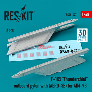 RESKIT RS48-0427 F-105 &amp;quot;THUNDERCHIEF&amp;quot; OUTBOARD PYLON (AERO-3B) FOR AIM-9B (3D PRINTED) 1/48
