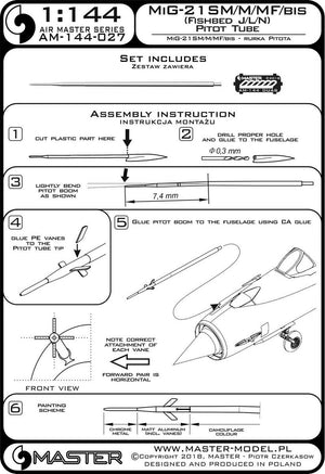 Master AM-144-027 MiG-21 SM/M/MF/bis (Fishbed) - Rurka Pitota 1/144 – zdjęcie 3