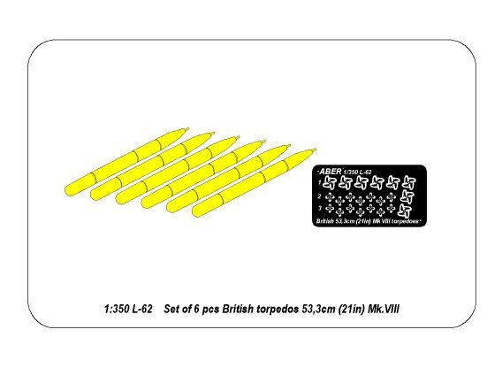 Aber 350L-62 Set of 6 British torpedoes 53,3cm MK.VIII 1/350 – Bild 4