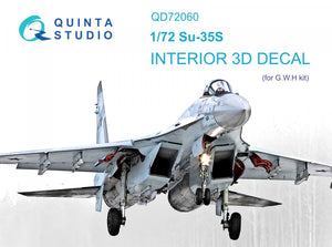 Quinta Studio QD72060 Su-35S 3D-Printed &amp;amp; colored Interior on decal paper (GWH) 1/72