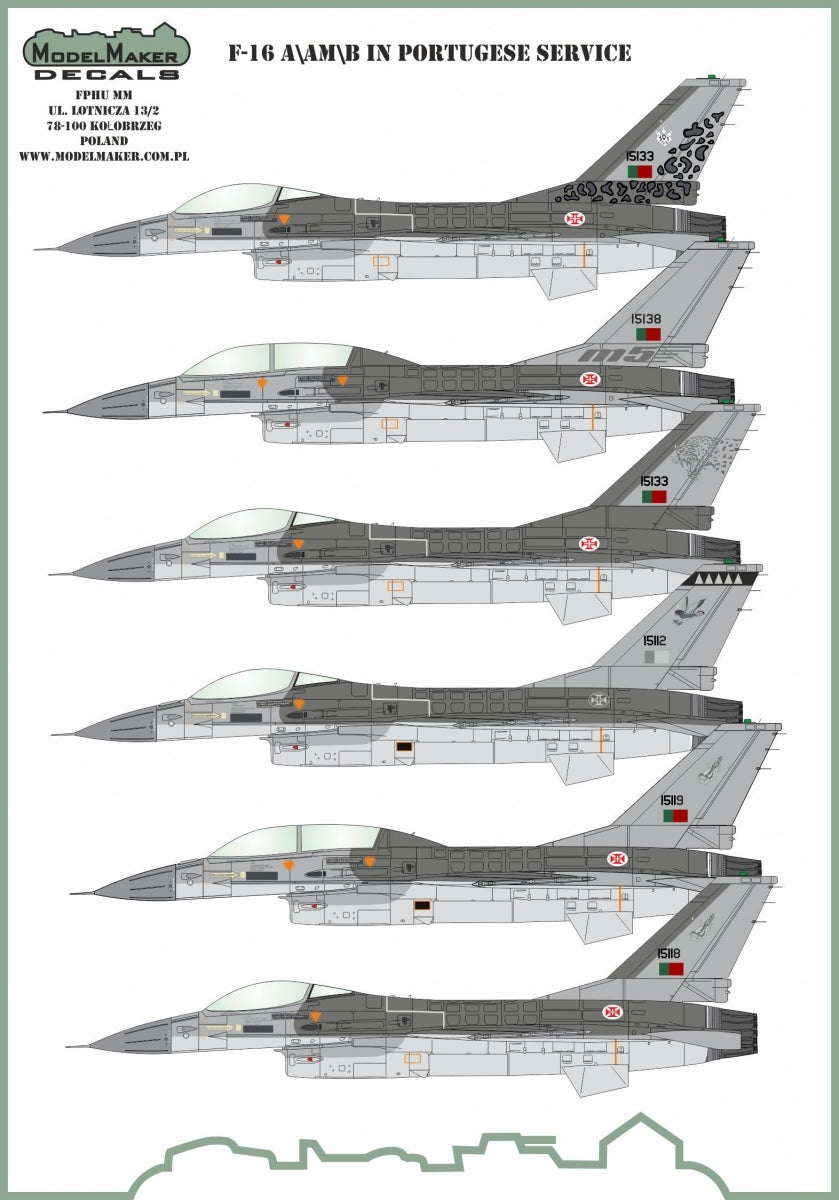 Décalcomanies ModelMaker D48136 F-16A/AM/B/BM en service portugais - jeu générique 1/48