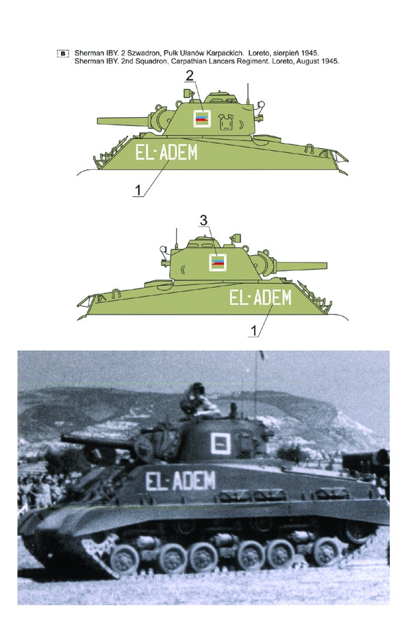 Toro 16D02 Polish Shermans vol.2 Sherman IBY / M4(105)HVSS Carpathian Lancers Regiment 2nd Polish Corps, Italy (for Tamiya 56048) 1/16