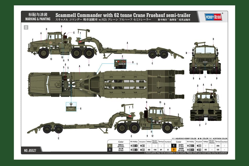 Hobby Boss 85527 Scammell Commander with 62 tonne Crane Fruehauf semi-trailer 1/35 – Bild 6