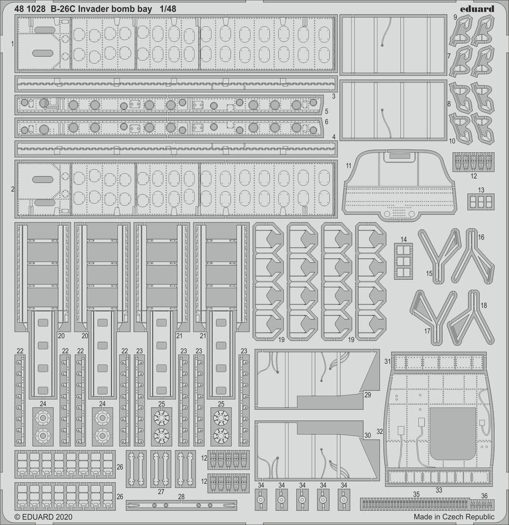 Baie à bombes Eduard 481028 B-26C Invader 1/48 ICM