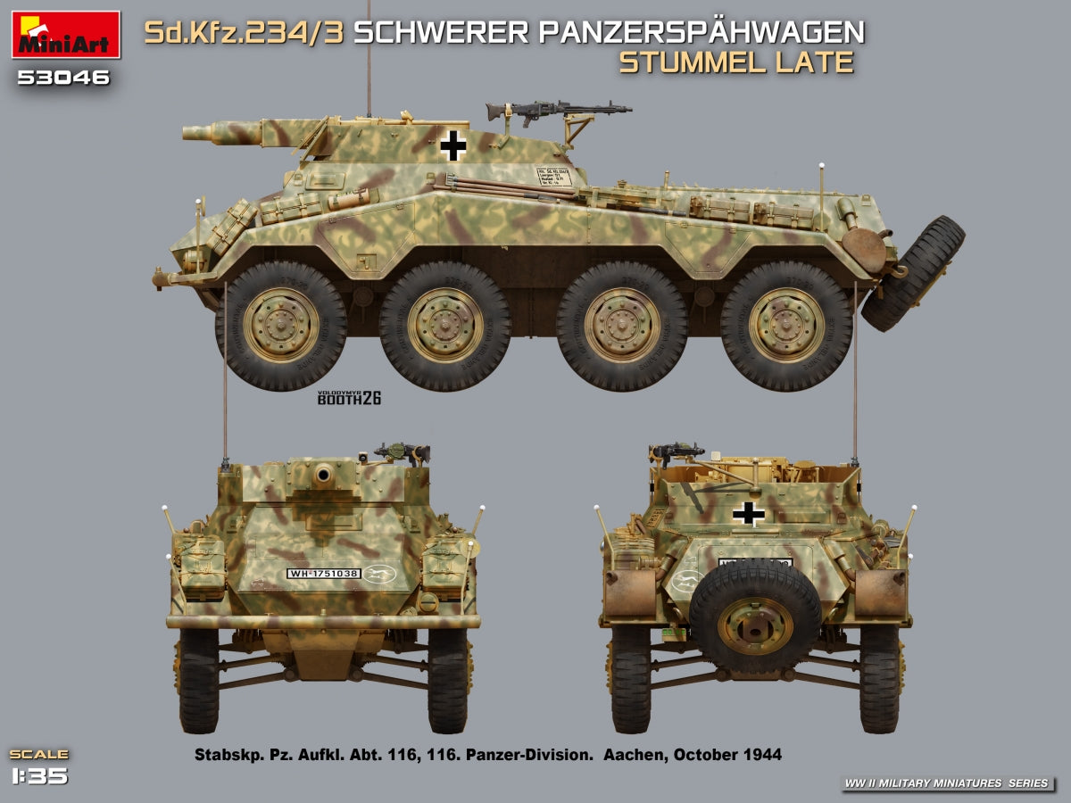MiniArt 53046 Sd.Kfz.234/3 SCHWERER PANZERSPÄHWAGEN. STUMMEL LATE 1/35