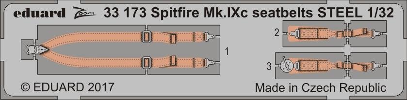 Ceintures de sécurité Eduard 33173 Spitfire Mk. IXc, acier Revell, échelle 1/32