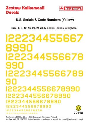 Techmod 72118 - US Serial &amp;amp; Code Numbers (1/72) – image 2