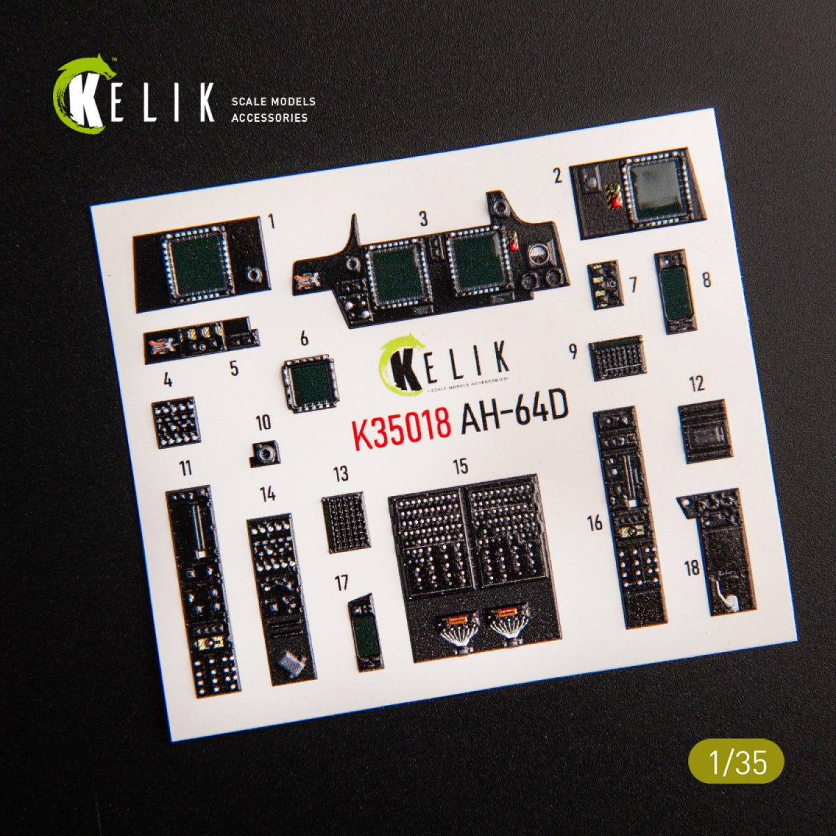 KELIK K35018 AH-64D APACHE INTERIOR 3D DECALS FOR TAKOM KIT 1/35 – image 2