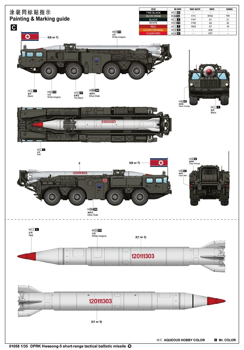 Trumpeter 01058 DPRK Hwasong 5 short-range tactical ballistic missile 1/35 – image 3