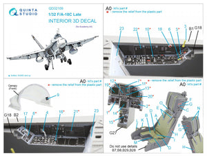 Quinta Studio QD32109 F/A-18C Late 3D-Printed &amp;amp; coloured Interior on decal paper (Academy) 1/32 – zdjęcie 12