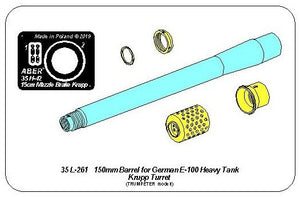 Aber 35L-261 Lufa 150mm z hamulcem do niemieckiego czołgu E-100 z wieżą Krupp 1/35 – immagine 3