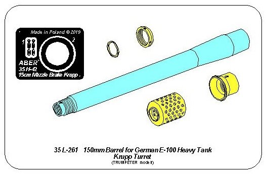 Aber 35L-261 Lufa 150mm z hamulcem do niemieckiego czołgu E-100 z wieżą Krupp 1/35 – immagine 3