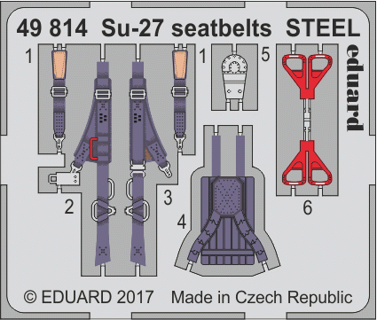Ceintures de sécurité Eduard 49814 Su-27 en acier Hobby Boss, échelle 1/48