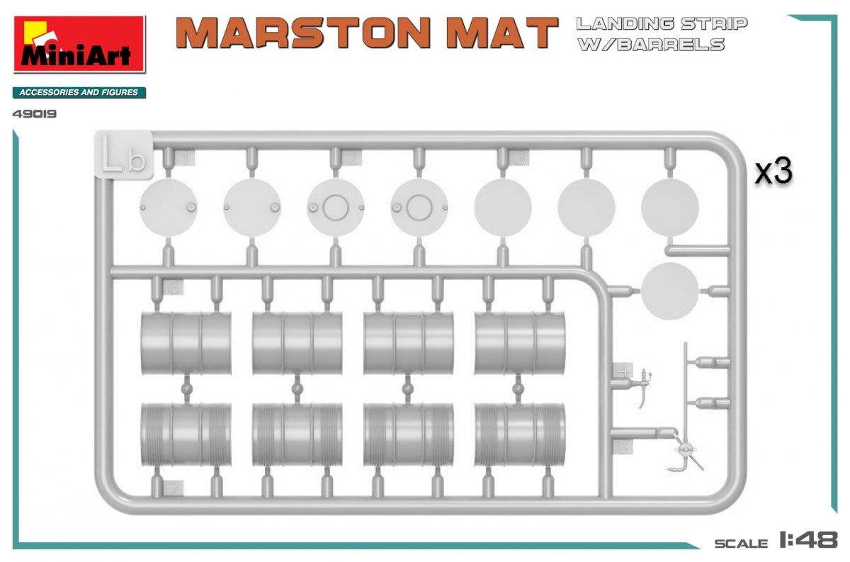 MiniArt 49019 MARSTON MAT LANDING STRIP w/BARRELS 1/48 – image 3