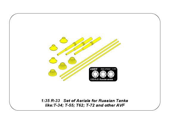 Aber R-33 Set of aerials for Russian Tanks like: T-34; T-55; T62; T-72 and other AVF 1/35 – zdjęcie 9