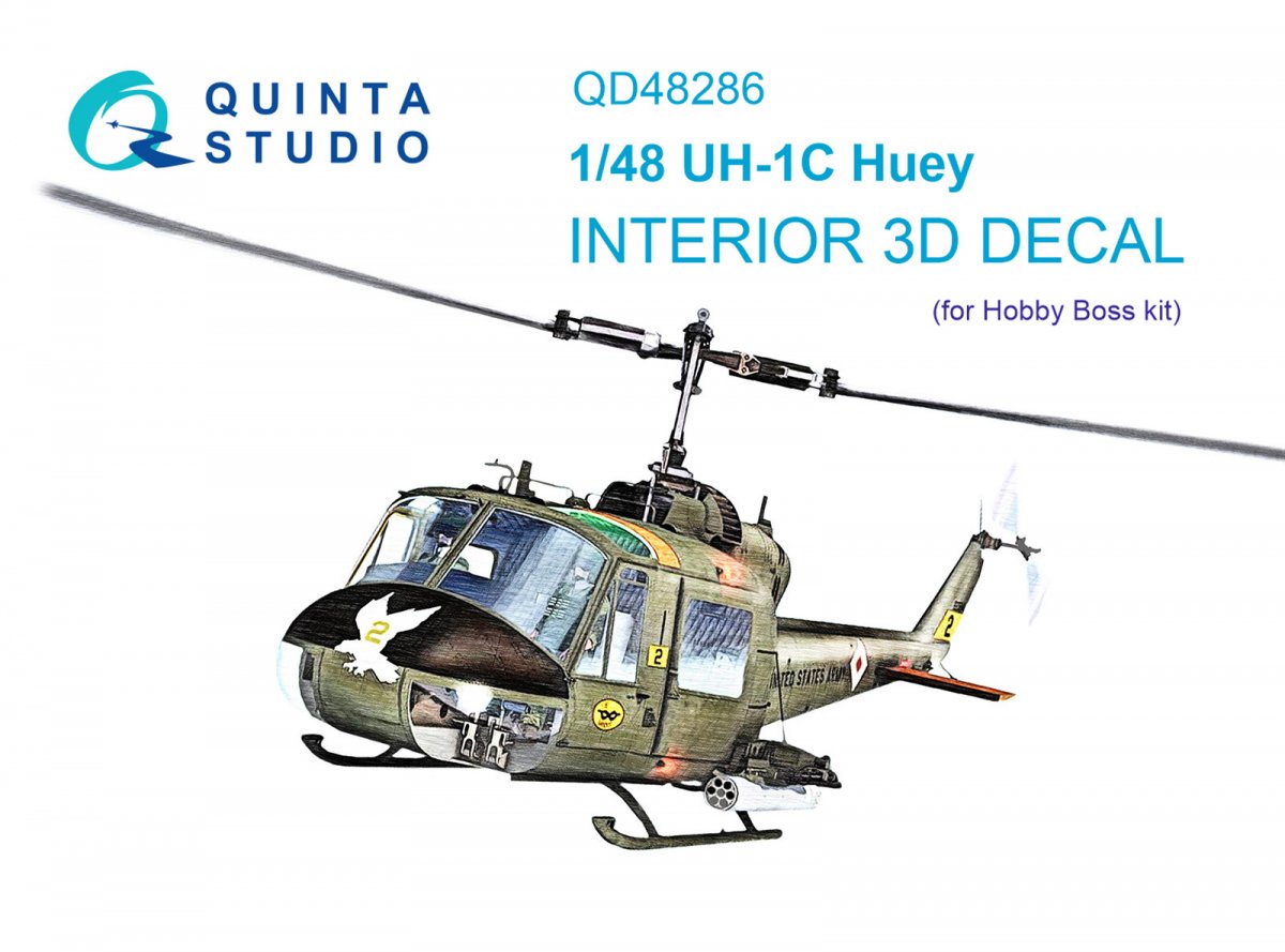 Quinta Studio QD48286 UH-1C 3D-Printed &amp;amp; coloured Interior on decal paper (HobbyBoss) 1/48