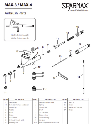 Sparmax MAX-4 Airbrush - Nozzle 0.4 mm – zdjęcie 2