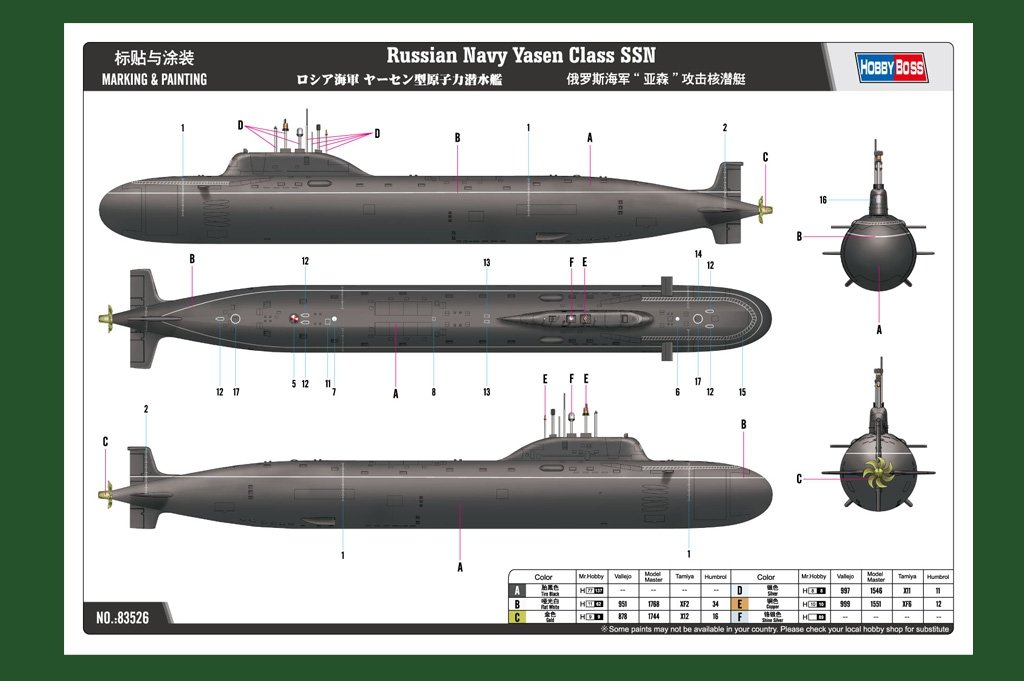 Hobby Boss 83526 Russian Navy Yasen Class SSN 1/350 – image 2