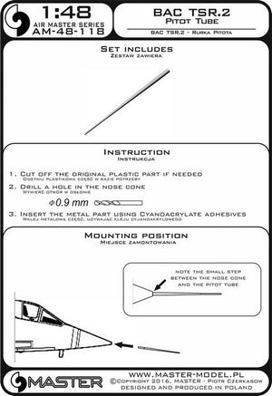Master AM-48-118 BAC TSR.2 - Pilot Tube 1/48 – zdjęcie 4