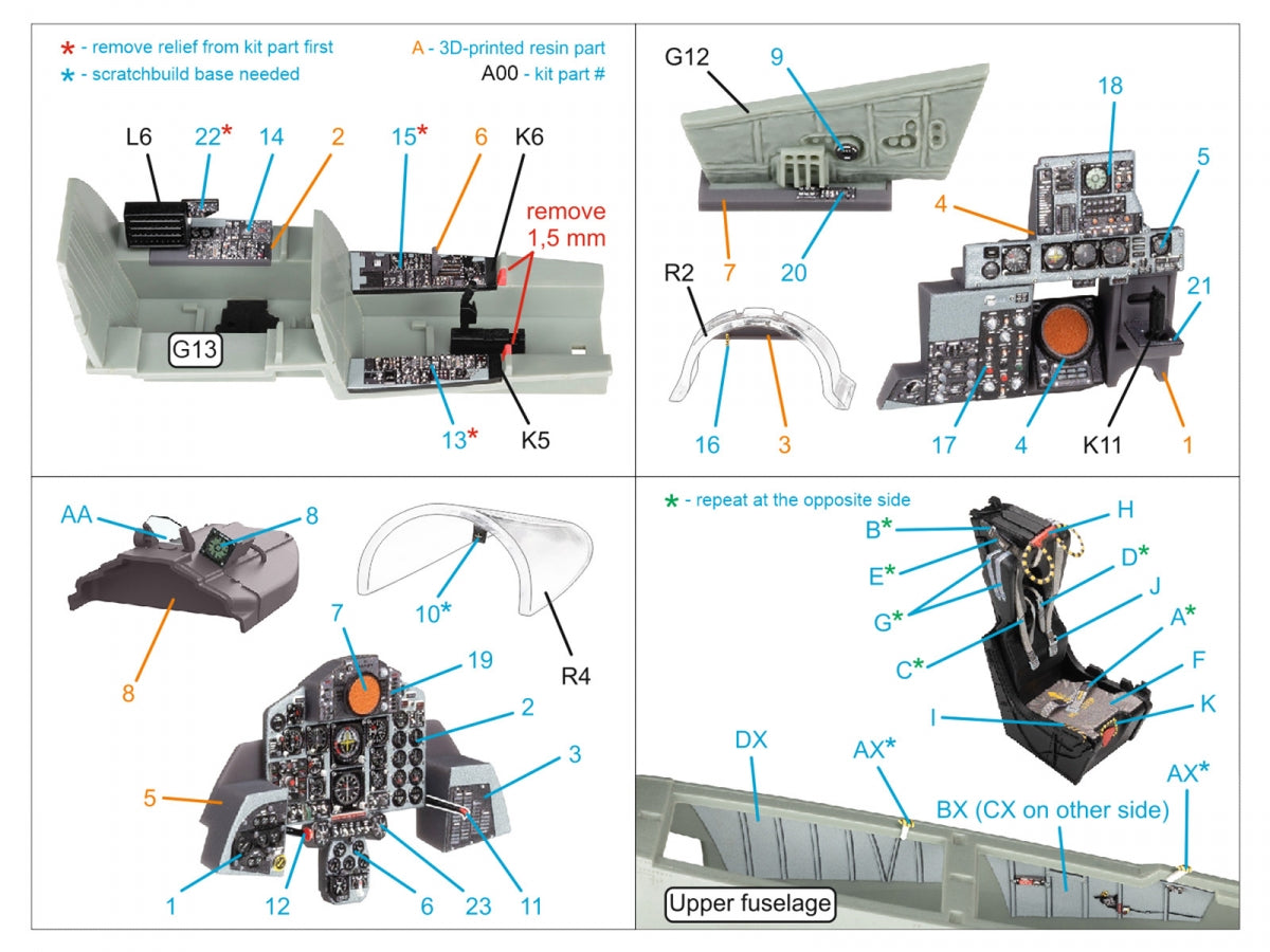 Quinta Studio QD+48489 F-4J Phantom II 3D-Printed &amp;amp; coloured Interior on decal paper (Academy) (with 3D-printed resin parts) 1/48 – zdjęcie 3