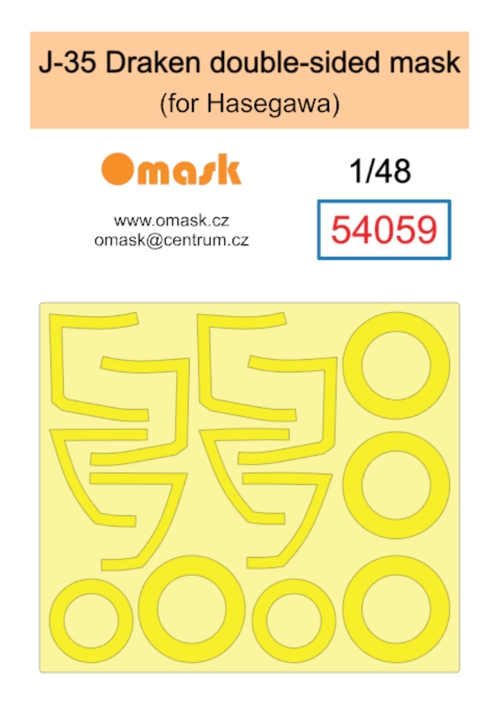 Omask 54059 J-35 Draken double-sided mask (for Hasegawa) 1/48
