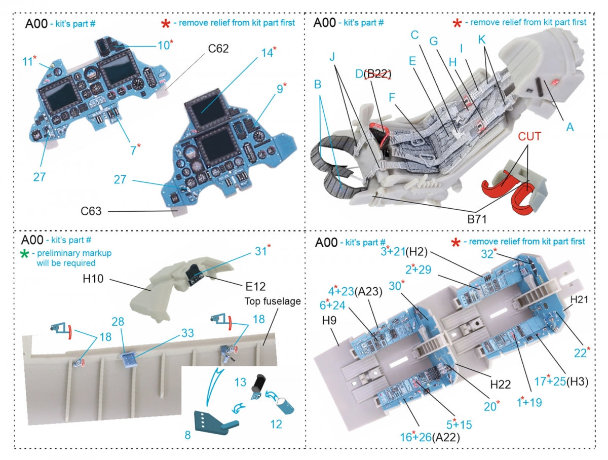 Quinta Studio QD48212 Su-30MKK 3D-Printed &amp;amp; coloured Interior on decal paper (KittyHawk) 1/48 – zdjęcie 2