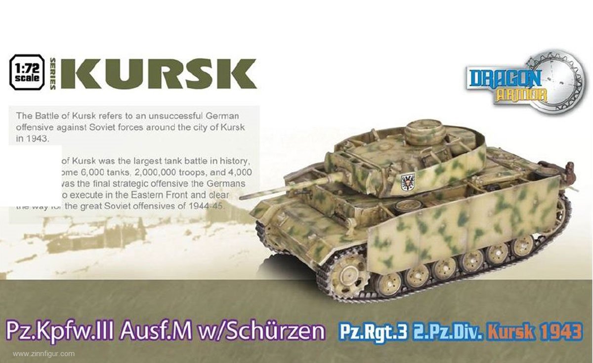 Dragon 60613 Pz.Kpfw.III Ausf.M w/Schurzen Pz. Rgt.3 2.Pz.Div. Kursk 1943 1/72