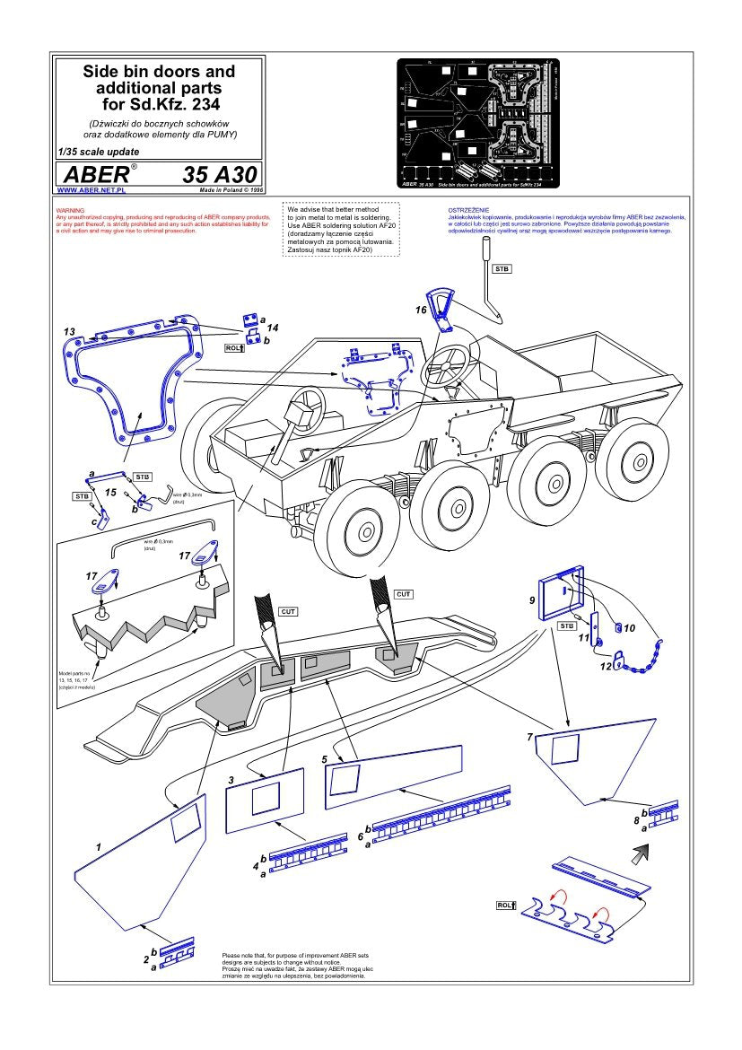 Aber 35A030 Dźwiczki do bocznych schowków do Pumy (Sd.Kfz.234) 1/35 – zdjęcie 4