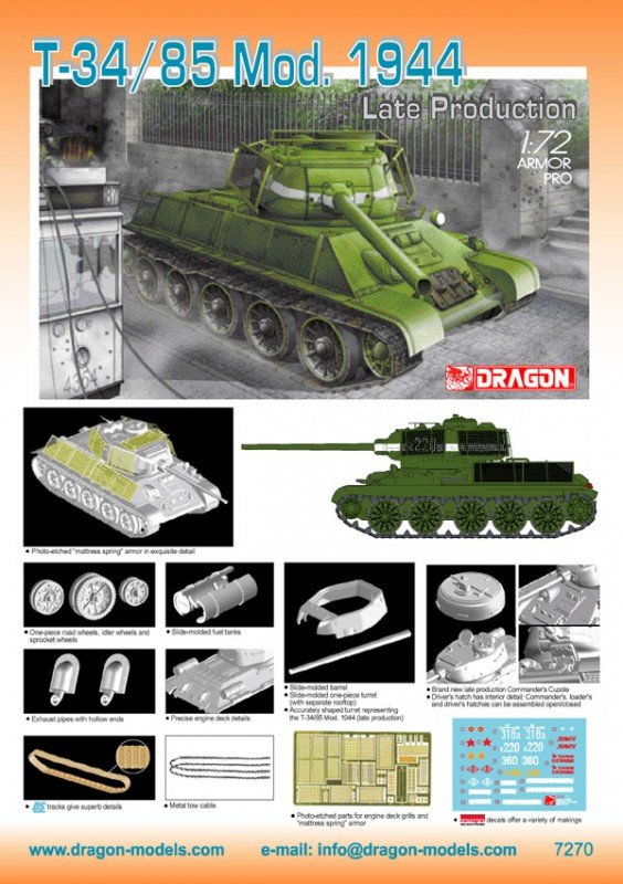 Dragon 7270 T-34/85 ,mod.1944 late 1/72 – zdjęcie 2