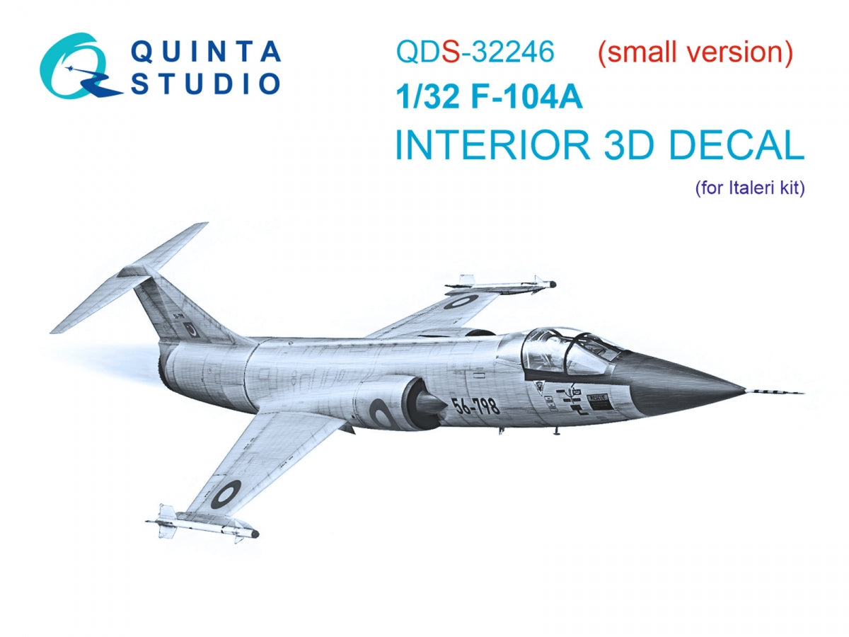Quinta Studio QDS-32246 F-104A 3D-Printed & coloured Interior on decal paper (Italeri) (Small version) 1/32