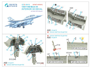 Quinta Studio QDS-48418 F-16D block 30 3D-Printed &amp;amp; colored Interior on decal paper (Kinetic 2022 tool) (Small version) 1/48 – image 2