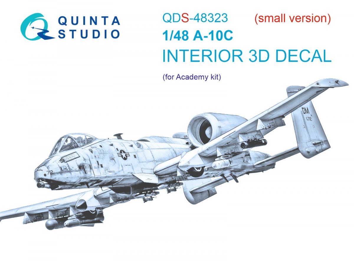 Quinta Studio QDS-48323 A-10C 3D-Printed &amp;amp; coloured Interior on decal paper (Academy) (Small version) 1/48