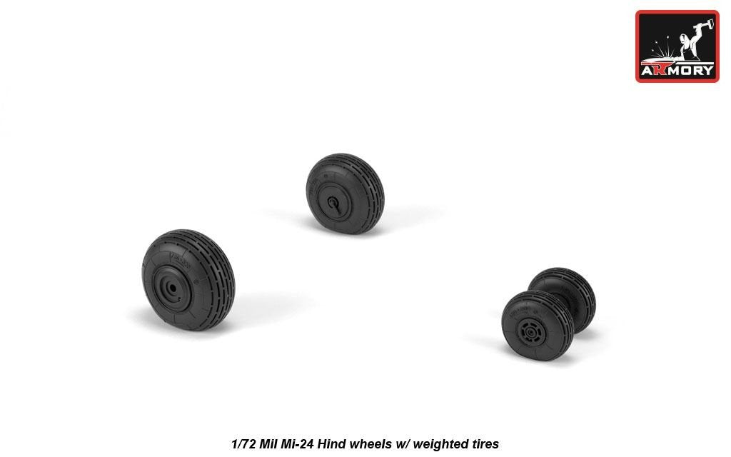 Armory Models AW72052 Mil Mi-24 Hind wheels w/ weighted tires 1/72