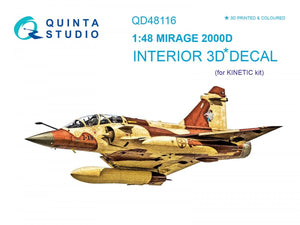 Quinta Studio QD48116 Mirage 2000D 3D-Printed &amp;amp; coloured Interior on decal paper (for Kinetic kit) 1/48