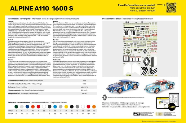 Heller 80745 Alpine A110 1600 S 1/24