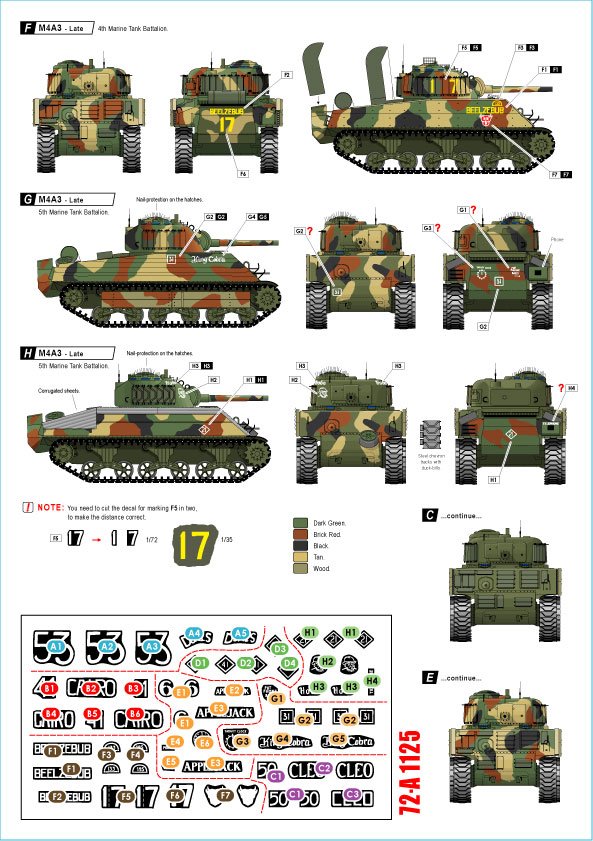 Star Decals 72-A1125 US PACIFIC WARS - IWO JIMA USMC Sherman tanks 1/72 – image 2