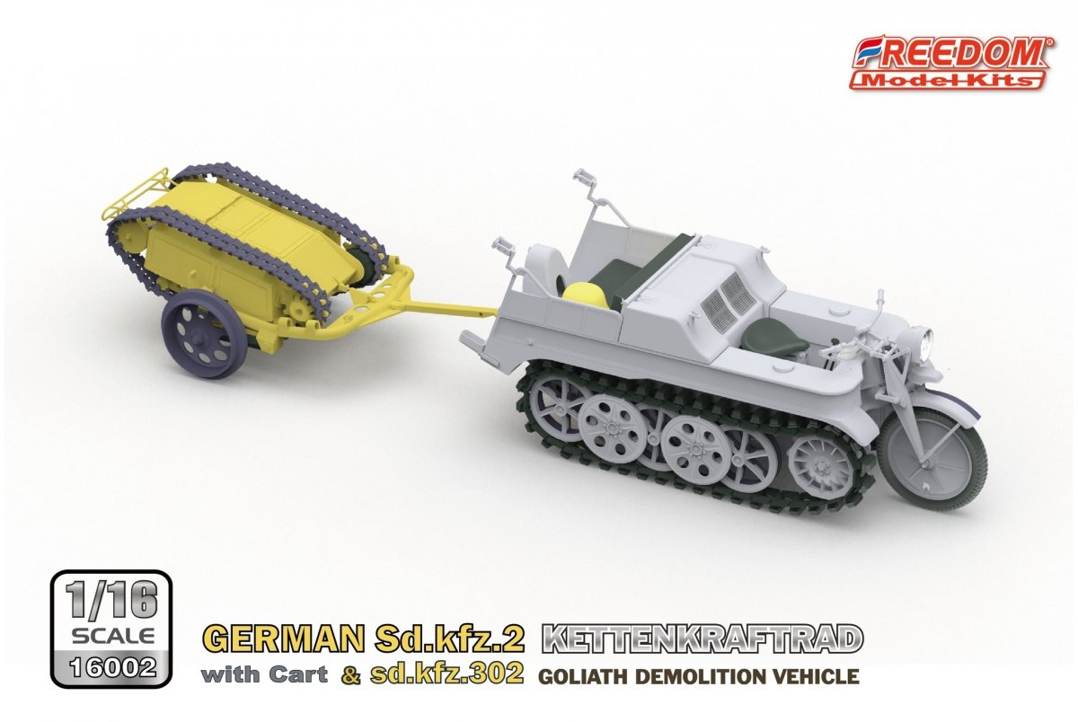 Freedom 16002 GERMAN SD.KFZ.2 KETTENKRAFTRAD &amp;amp; SD.KFZ.302 GOLIATH DEMOLITION VEHICLE 1/16 – image 3