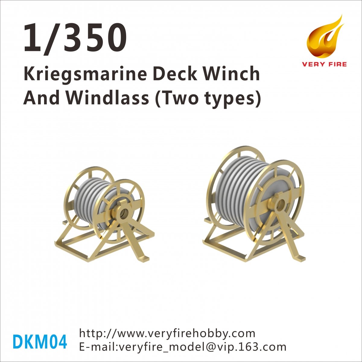 Very Fire DKM04 Kriegsmarine deck winch and windlass 2 types (22 sets) 1/350